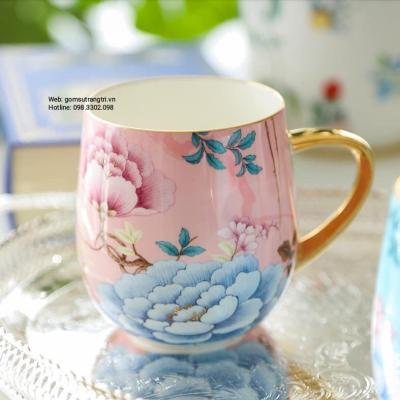 TÁCH TRÀ CHIM HOA VIỀN VÀNG PHONG CÁCH BẮC ÂU